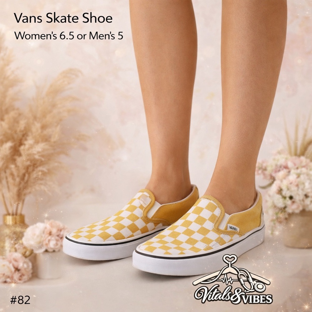 Vans Yellow Checkered Slip On Womens 6.5 or Mens 5